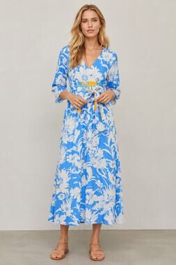 Maeve Anthropologie Belted Kimono Dress Women's Size 4 Floral Wrap Midi Dress